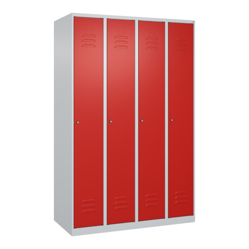 C+P Spind Classic PLUS, 4 Abteile, 1850x1200x500mm, 7035/3020 Verschluss Zylinderschloss 3 Garderobenhaken