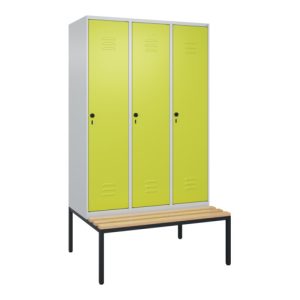 C+P Spind Classic PLUS, Bank, 3 Abteile, 2120x1200x815mm, 7035/0024 Verschluss Sicherheits-Drehriegel 4 Garderobenhaken Sitzbanktyp untergebaut C+P Spind Classic PLUS, Bank, 3 Abteile, 2120x1200x815mm, 7035/0024 Verschluss Sicherheits-Drehriegel 4 Garderobenhaken Sitzbanktyp untergebaut