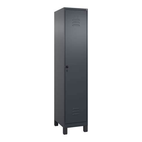 C+P Spind Classic PLUS, Füße, 1 Abteil, 1950x400x500mm, 7016/7016 Verschluss Sicherheits-Drehriegel 4 Garderobenhaken
