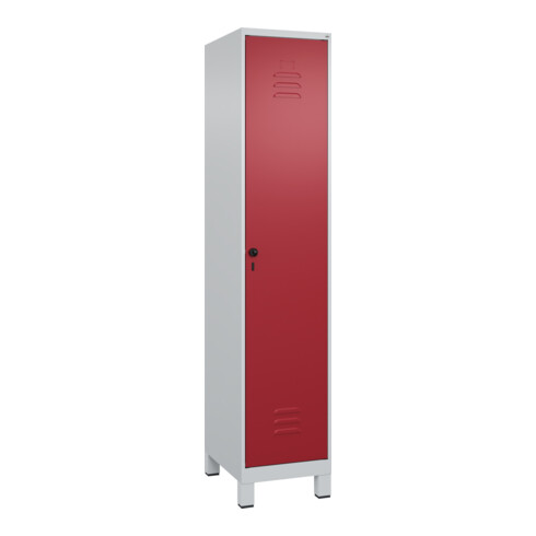 C+P Spind Classic PLUS, Füße, 1 Abteil, 1950x400x500mm, 7035/3003 Verschluss Sicherheits-Drehriegel 4 Garderobenhaken