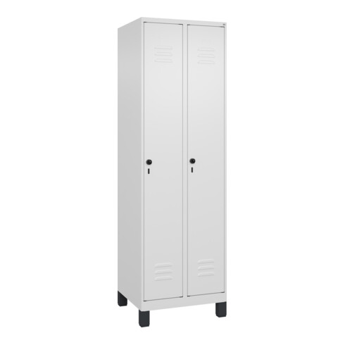 C+P Spind Classic PLUS, Füße, 2 Abteile, 1950x600x500mm, 9016/9016 Verschluss Sicherheits-Drehriegel 3 Garderobenhaken