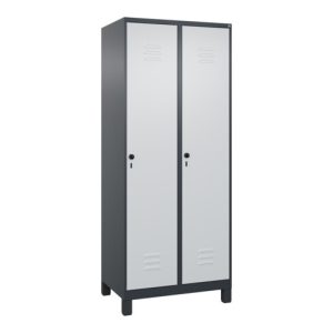 C+P Spind Classic PLUS, Füße, 2 Abteile, 1950x800x500mm, 7016/7035 Verschluss Sicherheits-Drehriegel 4 Garderobenhaken C+P Spind Classic PLUS, Füße, 2 Abteile, 1950x800x500mm, 7016/7035 Verschluss Sicherheits-Drehriegel 4 Garderobenhaken