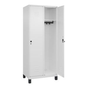 C+P Spind Classic PLUS, Füße, 2 Abteile, 1950x800x500mm, 9016/9016 Verschluss Sicherheits-Drehriegel 4 Garderobenhaken C+P Spind Classic PLUS, Füße, 2 Abteile, 1950x800x500mm, 9016/9016 Verschluss Sicherheits-Drehriegel 4 Garderobenhaken