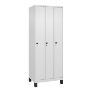C+P Spind Classic PLUS, Füße, 3 Abteile, 1950x750x500mm, 9016/9016 Verschluss Sicherheits-Drehriegel 3 Garderobenhaken