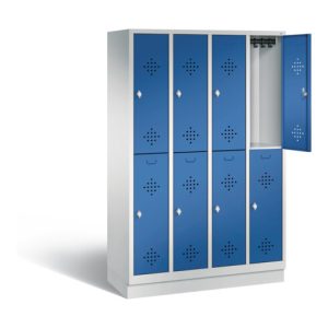 C+P Spind doppelstöckig Classic, H1800xB1190xT500mm, Front Enzianblau, Korpus Lichtgrau (8320-40)