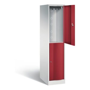 C+P Spind doppelstöckig XL Resisto, H1950xB396xT640mm, Front Rubinrot, Korpus Lichtgrau (8270-173)
