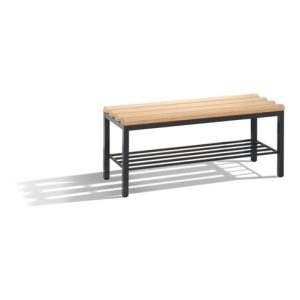 C+P Umkleidebank Basic mit Schuhrost, H420xB1000xT353mm Farbe Gestell Schwarzgrau