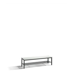 C+P Umkleidebank Basic mit Schuhrost, H420xB1500xT353mm Farbe Sitzleisten Lichtgrau Farbe Gestell Schwarzgrau