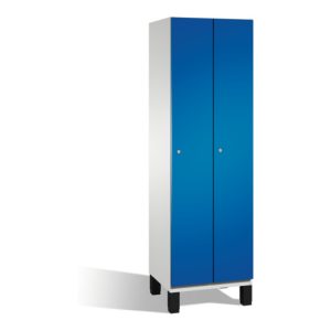 C+P Umkleidespind Cambio auf Füßen, 2 Abteile, H1980xB600xT525mm Front Enzianblau Korpus Lichtgrau