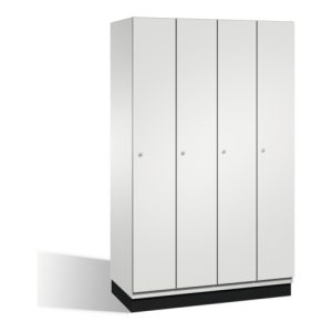 C+P Umkleidespind Cambio auf Sockel, 4 Abteile, H1950xB1200xT525mm Front Lichtgrau Korpus Lichtgrau
