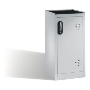 C+P Umwelt-Beistellschrank mit Drehtür, 2 Polyethylen-Wannen, H1020xB500xT500mm Front Lichtgrau Korpus Lichtgrau