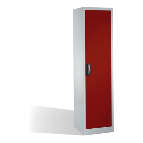 C+P Umweltschrank mit Drehtür, 4 Wannenböden, H1950xB500xT500mm Front Rubinrot Korpus Lichtgrau