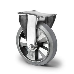 CASCOO Bockrolle BAF2, mit Rad-ø 125 mm x B 50 mm, Aluminium-Felge, Elastik-Lauffläche, grau, Doppelkugellager, bis 300 kg