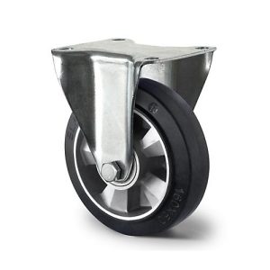 CASCOO Bockrolle BAF4, mit Rad-ø 125 mm x B 50 mm, Aluminium-Felge, Elastik-Lauffläche, schwarz, Doppelkugellager, bis 300 kg
