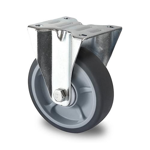 CASCOO Bockrolle P2G2, mit Rad-ø 125 mm x B 35 mm, Polypropylen-Felge, Elastomer-Lauffläche, grau, Kugellager, bis 165 kg