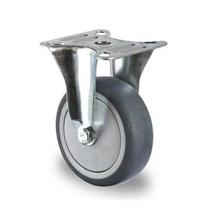 CASCOO Bockrolle P2T2, mit Rad-ø 75 mm x B 25 mm, Polypropylen-Felge, Elastomer-Lauffläche, grau, Kugellager, bis 75 kg