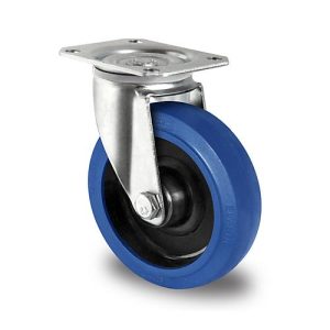 CASCOO Lenkrolle R4F1, mit Rad-ø 160 mm x B 46 mm, Polyamid-Felge, Elastik-Lauffläche, blau, Rollenlager, bis 300 kg CASCOO Lenkrolle R4F1, mit Rad-ø 160 mm x B 46 mm, Polyamid-Felge, Elastik-Lauffläche, blau, Rollenlager, bis 300 kg