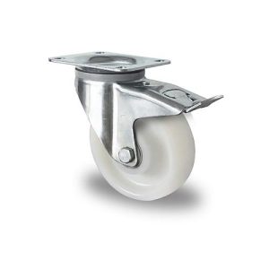 CASCOO Lenkrolle Z0Z0, mit Totalfeststeller, Rad-ø 125 mm x B 50 mm, Polyamid-Felge, Polyamid-Lauffläche, natur/weiß, Doppelkugellager, bis 500 kg