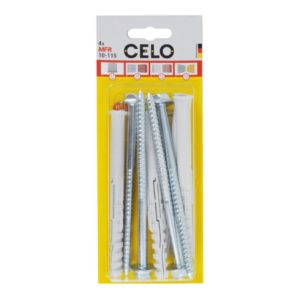 Celo Multifunktionsrahmendübel MFR SB 10-115 SSKS, Senkbund, Sechskantschr. mit angepr. Scheibe, galv. verz., Blister