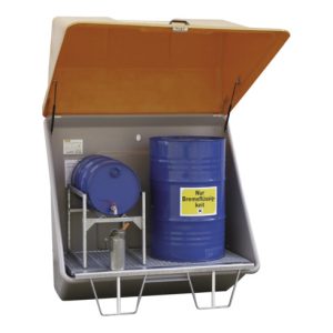 CEMO Schadstoff-Sammelstation aus GFK + Gitterrostboden, Aufstellung im Freien CEMO Schadstoff-Sammelstation aus GFK + Gitterrostboden, Aufstellung im Freien