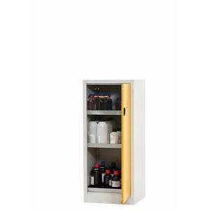 Chemikalienschrank asecos CF-CLASSIC, Flügeltür, Anschlag rechts, Front Sicherheitsgelb, B 600 x T 500 x H 1400 mm