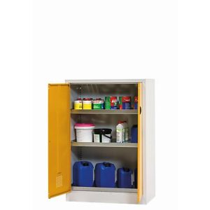Chemikalienschrank asecos CF-CLASSIC, Flügeltüren, Front Sicherheitsgelb, B 950 x T 500 x H 1400 mm Chemikalienschrank asecos CF-CLASSIC, Flügeltüren, Front Sicherheitsgelb, B 950 x T 500 x H 1400 mm