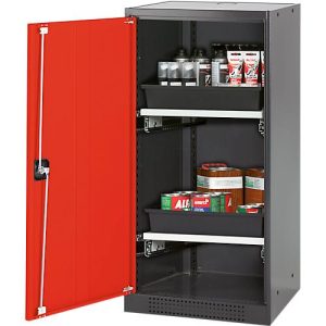 Chemikalienschrank Asecos CS-CLASSIC, Flügeltür, 2 Auszugswannen, 545x520x1105 mm, verkehrsrot