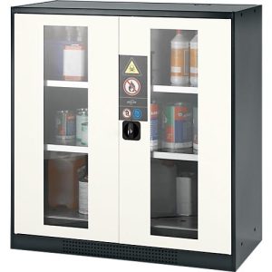 Chemikalienschrank Asecos CS-CLASSIC-G, Flügeltür m. Glasauschnitt, 2 Böden, 1055x520x1105 mm, reinweiß