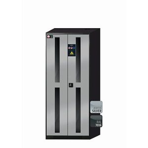 Chemikalienschrank asecos CS-CLASSIC-G, Flügeltüren mit Glasausschnitt, Front asecos Silber, B 810 x T 520 x H 1950 mm