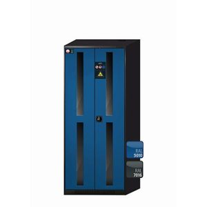 Chemikalienschrank asecos CS-CLASSIC-G, Flügeltüren mit Glasausschnitt, Front Enzianblau, B 810 x T 520 x H 1950 mm Chemikalienschrank asecos CS-CLASSIC-G, Flügeltüren mit Glasausschnitt, Front Enzianblau, B 810 x T 520 x H 1950 mm