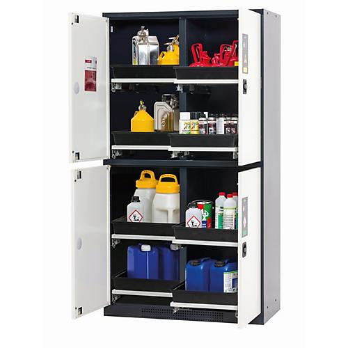Chemikalienschrank asecos CS-CLASSIC-MultiRisk, Flügeltüren, Front Reinweiß, B 1055 x T 520 x H 1950 mm