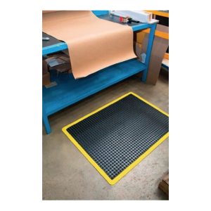 COBA Arbeitsplatzbodenbelag Fertigmatte L900xB600xS14mm schwarz/gelb SBR-Gummi