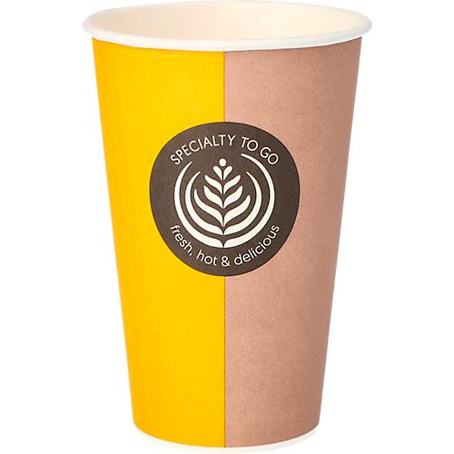 Coffee to go Becher, für 0,3 l, Ø 80 x H 116 mm, bedruckte Pappe, beige-schwarz, 50 Stück