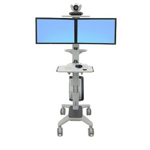 Computerwagen Ergotron Neo-Flex Dual WideView 24-194-055, für 2 Bildschirme, bis 45,4′, bis 20,9 kg, höhenverstellbar, VESA, grau