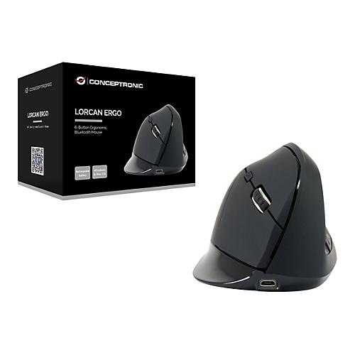 Conceptronic LORCAN03B ERGO - vertikale Maus - Bluetooth 5.2 - Schwarz