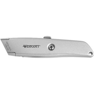 Cuttermesser, Aluminium, mit austauschbarer Trapezklinge, 61 x 19 mm, silbern Cuttermesser, Aluminium, mit austauschbarer Trapezklinge, 61 x 19 mm, silbern