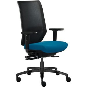 Dauphin Bürostuhl SHAPE MESH, mit Armlehnen, Lendenwirbelstütze, Sitzzeit 8+ Stunden, Rollen für Teppich, blau