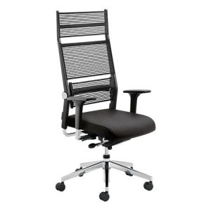 Dauphin Chefsessel Lordo, mit Armlehnen, Synchronmechanik, Flachsitz, Kopfstütze, schwarz transparent/schwarz