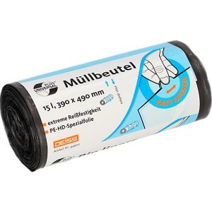 Deiss UNIVERSAL PLUS® Müllbeutel, aus HDPE, B 390 x H 490 mm, 15 Liter, grau, 50 Stück
