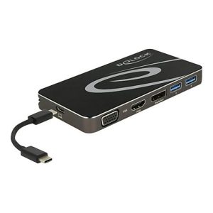 DeLOCK USB Type-C 3.2 Dockingstation 4K – Dockingstation – USB-C 3.2 Gen 1 / Thunderbolt 3 – VGA, HDMI, DP