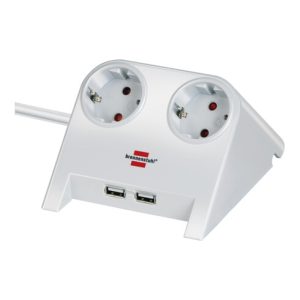 Desktop-Power USB-Charger mit 2 USB Ladebuchsen 2100mA 2-fach weiß poliert 1,8m