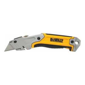 DEWALT Arbeitsmesser mit einziehbarer Klinge, integriertes Klingenmagazin, Metall-Druckguss-Gehäuse inkl. 5 induktionsgehärteten Ersatzklingen DWHT10046-0