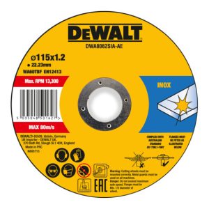 DEWALT High Performance Trennscheibe 115×1,2×22,23mm Inox Typ 41 (flach) DWA8062SIA-AE