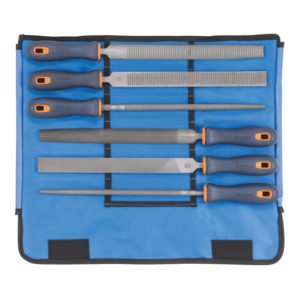 DICK Feilensatz mit 2K-Heft 6-teilig in Rolltasche Metall/Holz, Hieb 2, Länge ohne Angel: 250 mm