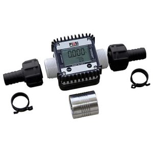 Digitaler Durchflusszähler K24 für CEMO mobile Tankanlagen für AdBlue®, Kunststoff, 6 – 100l/min, 1’AG, mit zwei Schlauchanschlussstücken und Muffe