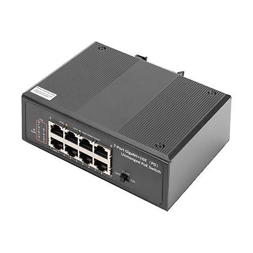 DIGITUS DN-651113 - Switch - unmanaged - 7 x 10/100/1000 (PoE+) + 1 x 10/100/1000 (PoE++) - an DIN-Schiene montierbar - PoE++