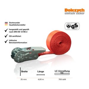 Dolezych Zurrgurt mit mini-Ratsche 4m Dolezych Zurrgurt mit mini-Ratsche 4m