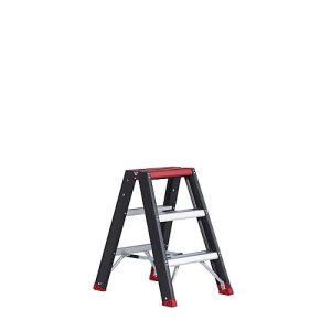 Doppelstufenstehleiter Professional Topline, Aluminium, 2×3 Stufen, schwarz Doppelstufenstehleiter Professional Topline, Aluminium, 2×3 Stufen, schwarz