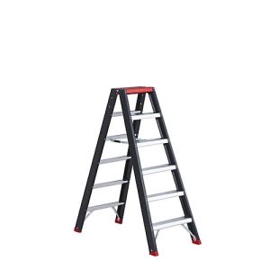 Doppelstufenstehleiter Professional Topline, Aluminium, 2×6 Stufen, schwarz Doppelstufenstehleiter Professional Topline, Aluminium, 2×6 Stufen, schwarz