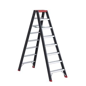 Doppelstufenstehleiter Professional Topline, Aluminium, 2×8 Stufen, schwarz Doppelstufenstehleiter Professional Topline, Aluminium, 2×8 Stufen, schwarz